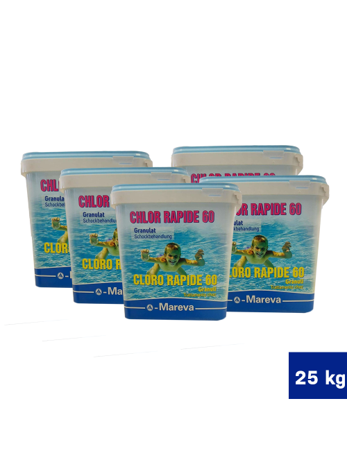 Cloro Granulare 25 kg - Mareva Chlore Rapide 60 25 kg - Cloro Granulare Acqua Piscina