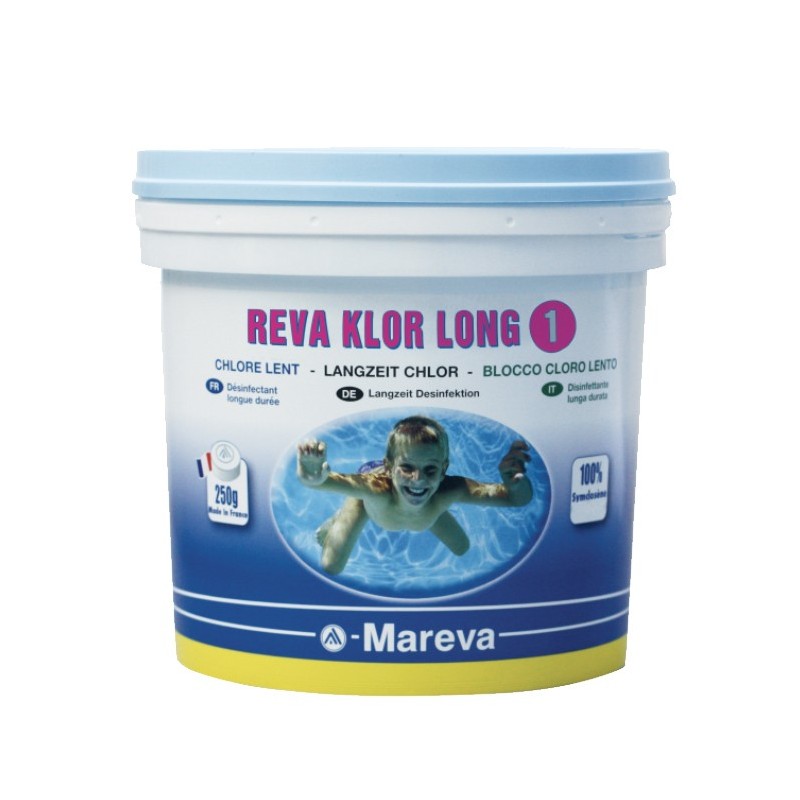 Cloro in Pastiglie 5 kg - Mareva Reva Klor Long 1 secchio 5 kg - Tricloro Concentrato 100% in pastiglie da 250g