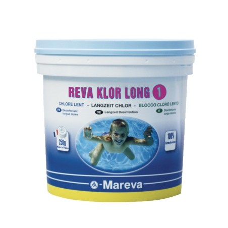 Cloro in Pastiglie 25 kg - Mareva Reva Klor Long 1 Set da 25 kg - Tricloro Concentrato 100% in pastiglie da 250g