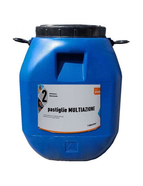 Pastiglie Multifunzione per Piscina 50kg -  Aqua Sphere Triplex Multifunzione Senza Rame - Pastiglie Multiazione 200 gr