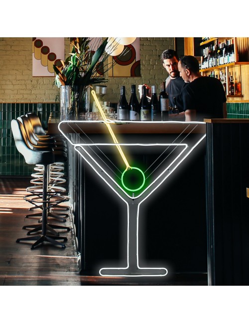 Lotti Cocktail Martini SMD Neon Bifacciale Led Bianco Caldo e Verde (7,30m) 4m+95xH116cm con Base Stand - Decorazione Giardino