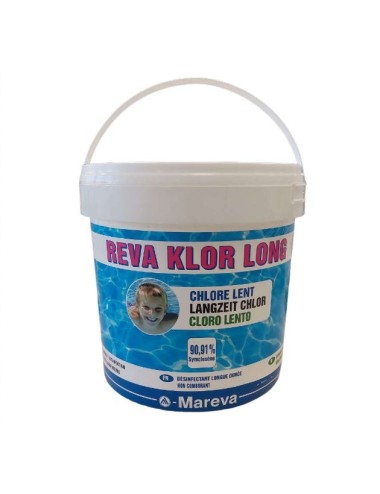 Cloro in Pastiglie 5 kg - Mareva Reva Klor Long - Cloro in pastiglie ad azione disinfettante e chiarificante